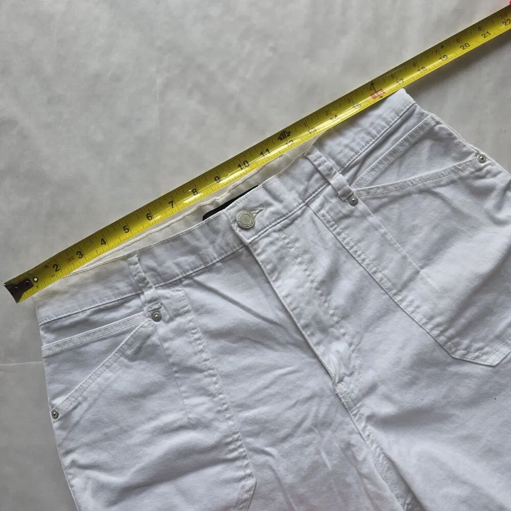 Bandolino Bermuda Shorts Womens 12 White High Rise Stretch Utility Patch Pocket